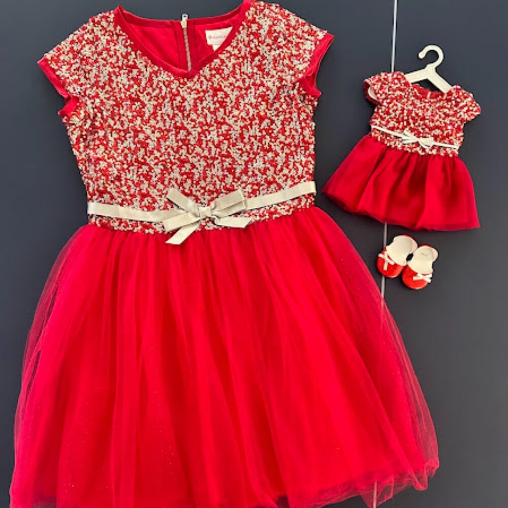American Girl Decked Out Red Sequin Holiday Dress for Girls & 18-inch Dolls